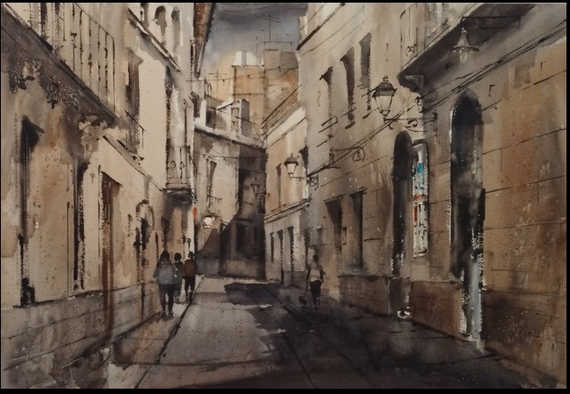 En acuarela 1º premio de 400 €  Abel Florido