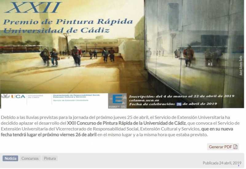 el-servicio-de-extension-universitaria-del-vicerrectorado-de-la-universidad-de-cadiz-avisa-la-vispera-el-aplazamiento-del-xxii-concurso-de-pintura-rapida-de-la-universidad-de-cadiz